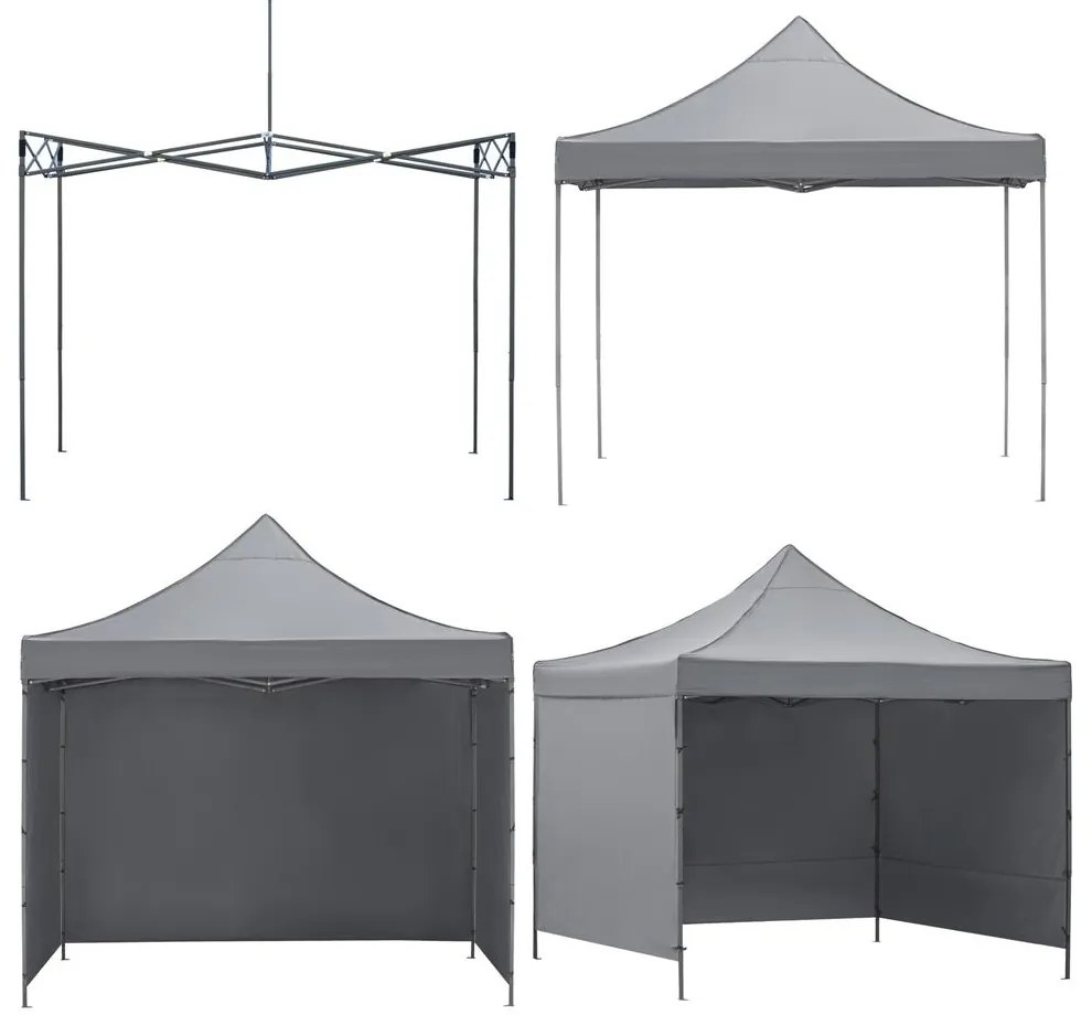 Nožnicový stan 3×3 m – záhradný pavilón pre veľtrhy, expresné akcie a catering, sivý Springos GP0003