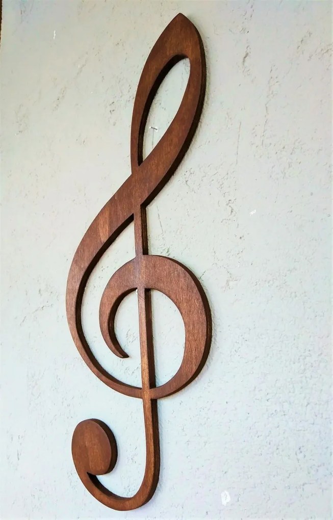 Nástenná dekorácia Treble Clef 25 cm hnedá