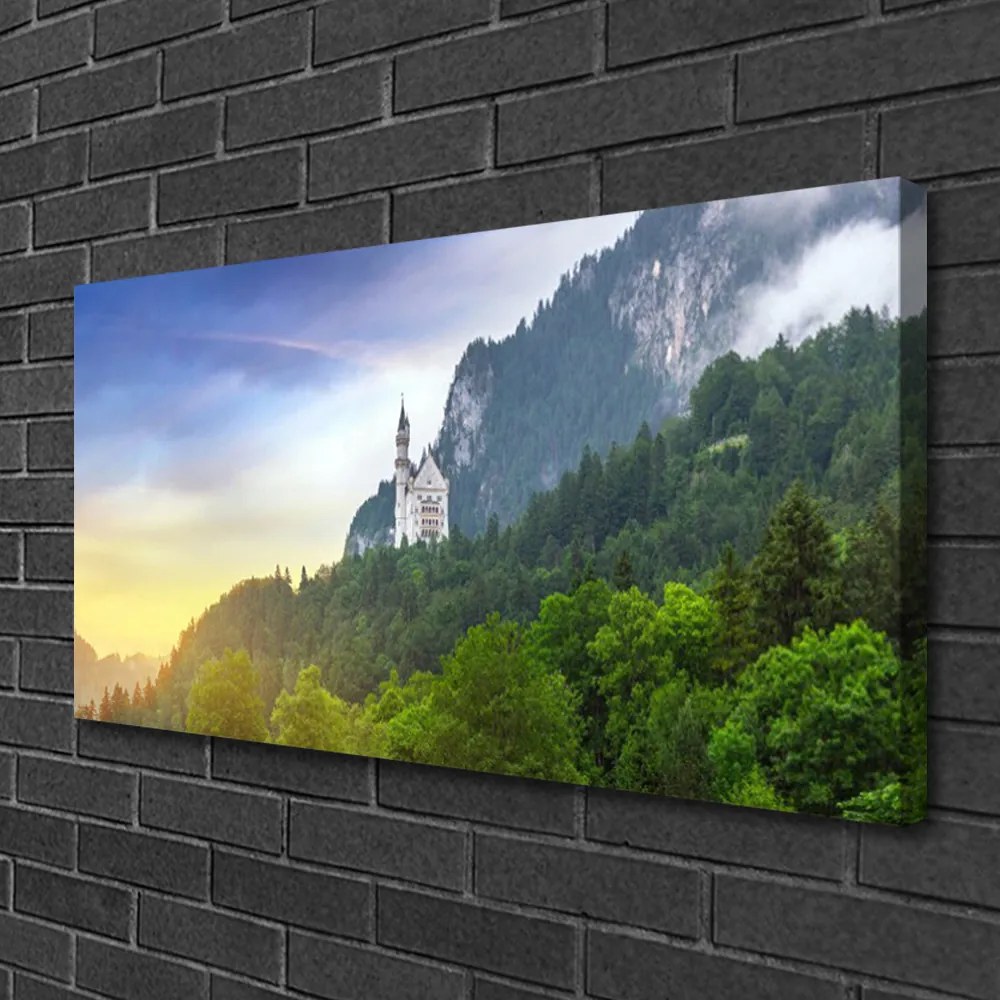 Obraz Canvas Zámok v horách les príroda 140x70 cm