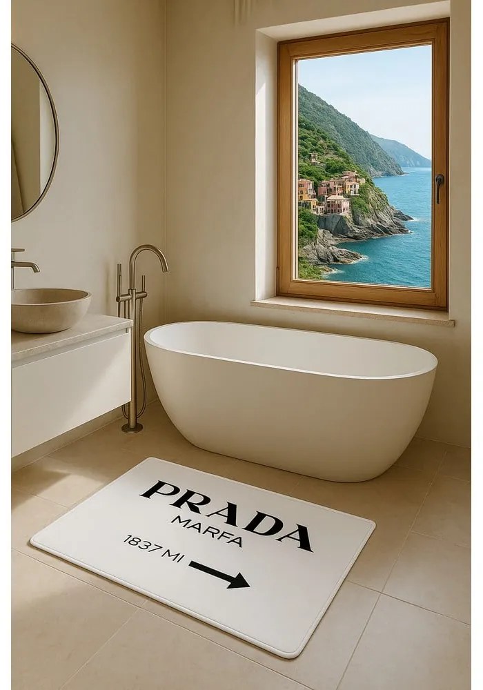 Biele zamatové kúpeľňové predložky v súprave 2 ks 60x100 cm Prada – Mila Home