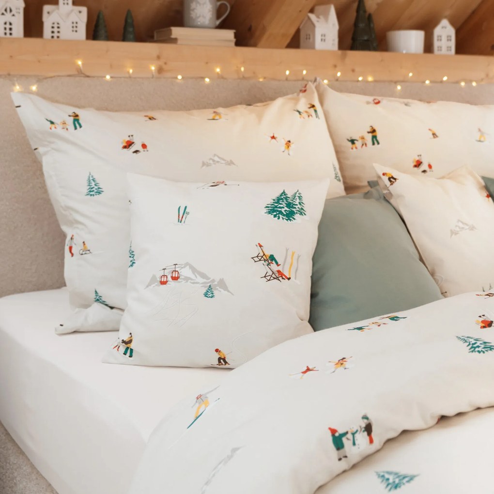 Goldea bavlnené posteľné obliečky - zimné radovánky 220 x 200 a 2ks 70 x 90 cm