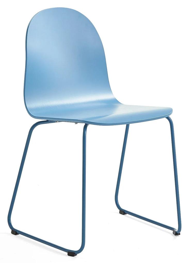 Stolička GANDER, podnož s klzákmi, lakovaná, modrá