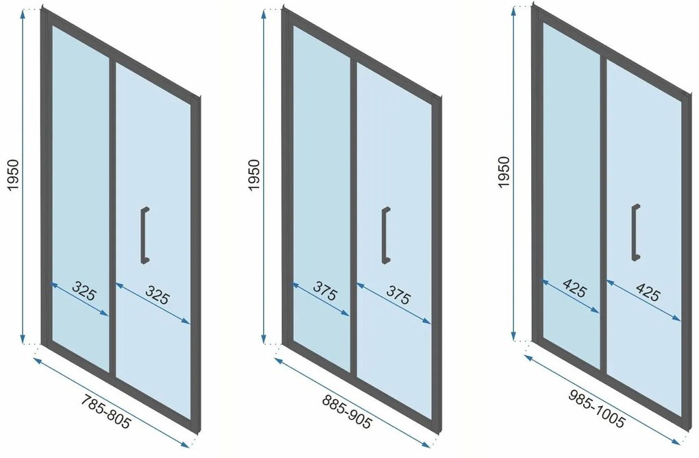 Rea Rapid Swing, 3-stenový sprchovací kút 100 (dvere) x 100 (stena) x 100 (stena) x 195 cm, 6mm číre sklo, zlatý lesklý profil, KPL-09400