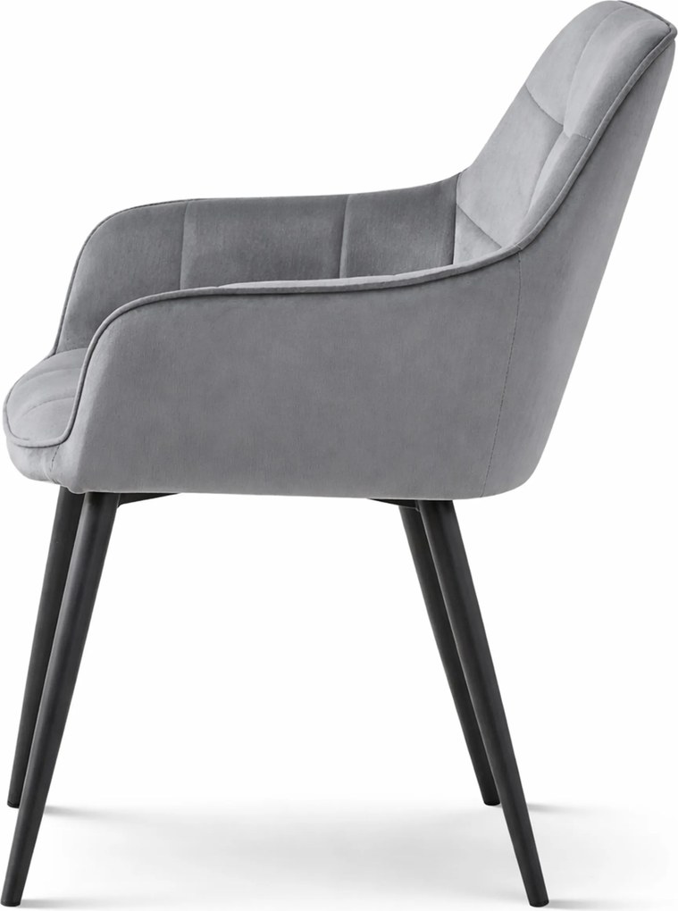 Jedálenské kreslo VARSI VELVET s čiernymi nohami, sivé