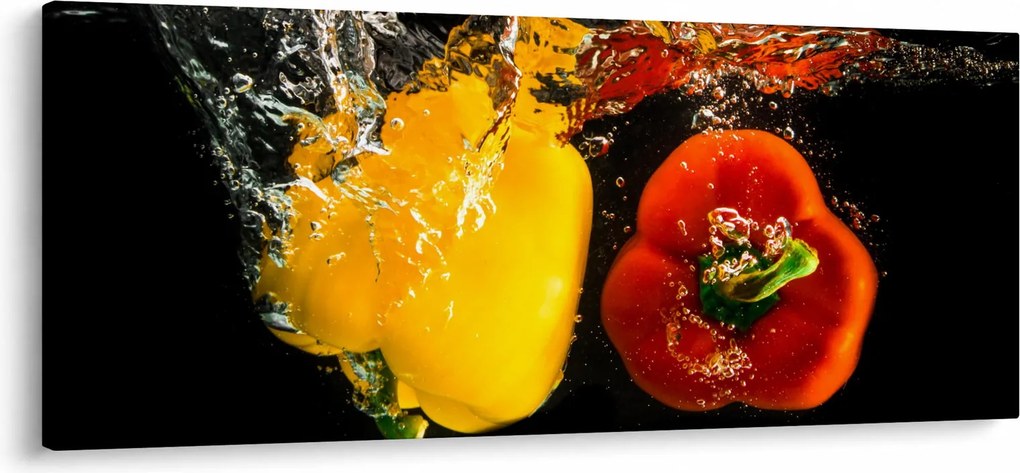 Obraz - papriky vo vode (120x50 cm)