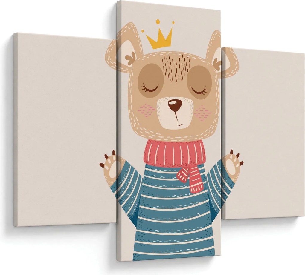 Obraz - Béžový medvedík s korunkou (90x60 cm)