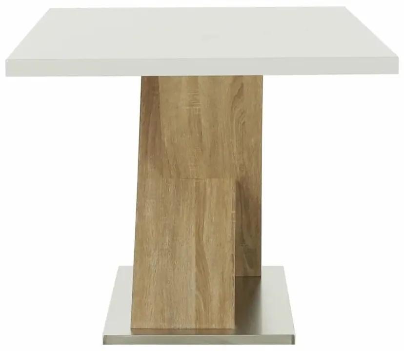 Kondela  FARNEL BI/DS 0000242915 - jedálenský stôl pevný 160x90x76 cm, biela vysoký lesk / dub sonoma