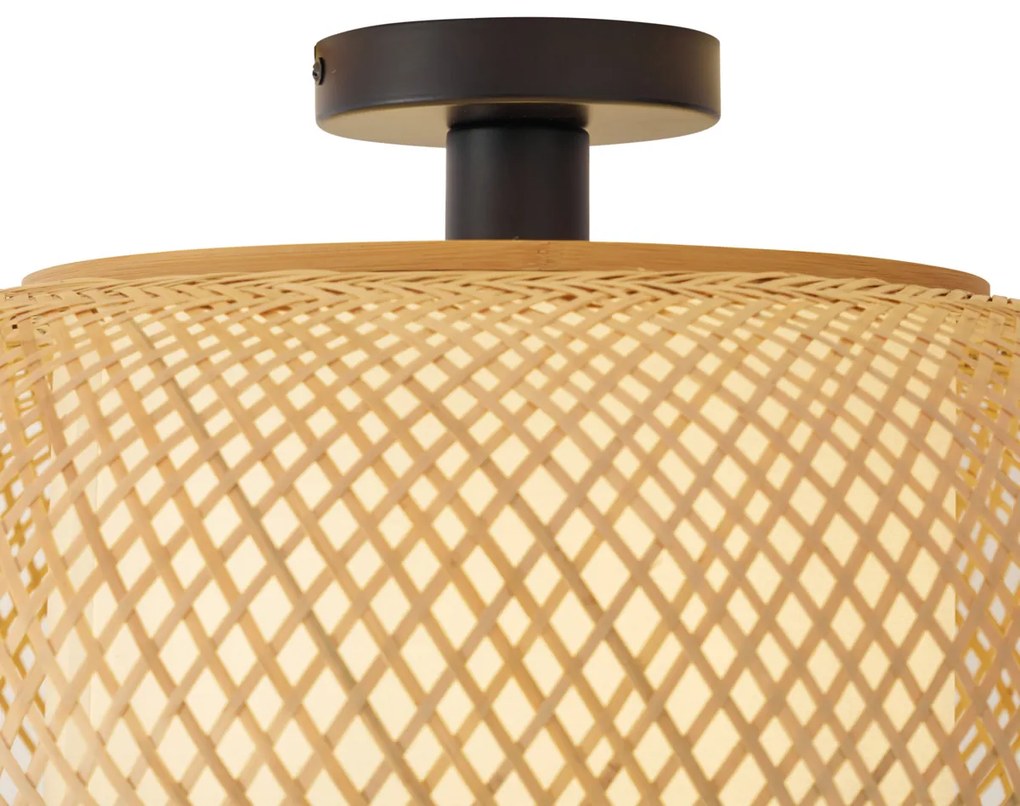 Japandi stropné svietidlo bambusové s bielym interiérom - Liva