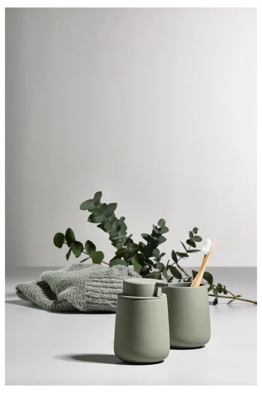 Zelený pohárik z kameniny na zubné kefky Zone Nova One