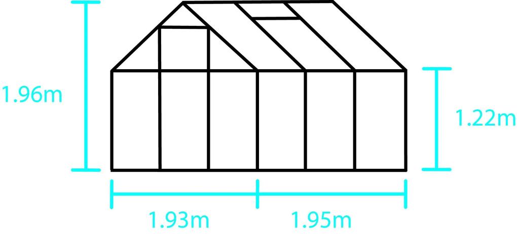 Skleník Halls Popular, 1,95 x 1,93 m / Hliník, Komôrkový polykarbonát