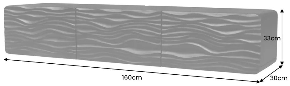Dizajnový závesný TV stolík Gavrilla 160 cm čierne mango