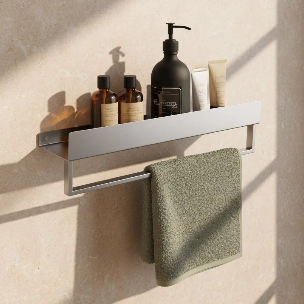 Rea Rea, kúpeľňová polica 45cm, SF01, brúsená oceľ, REA-47000