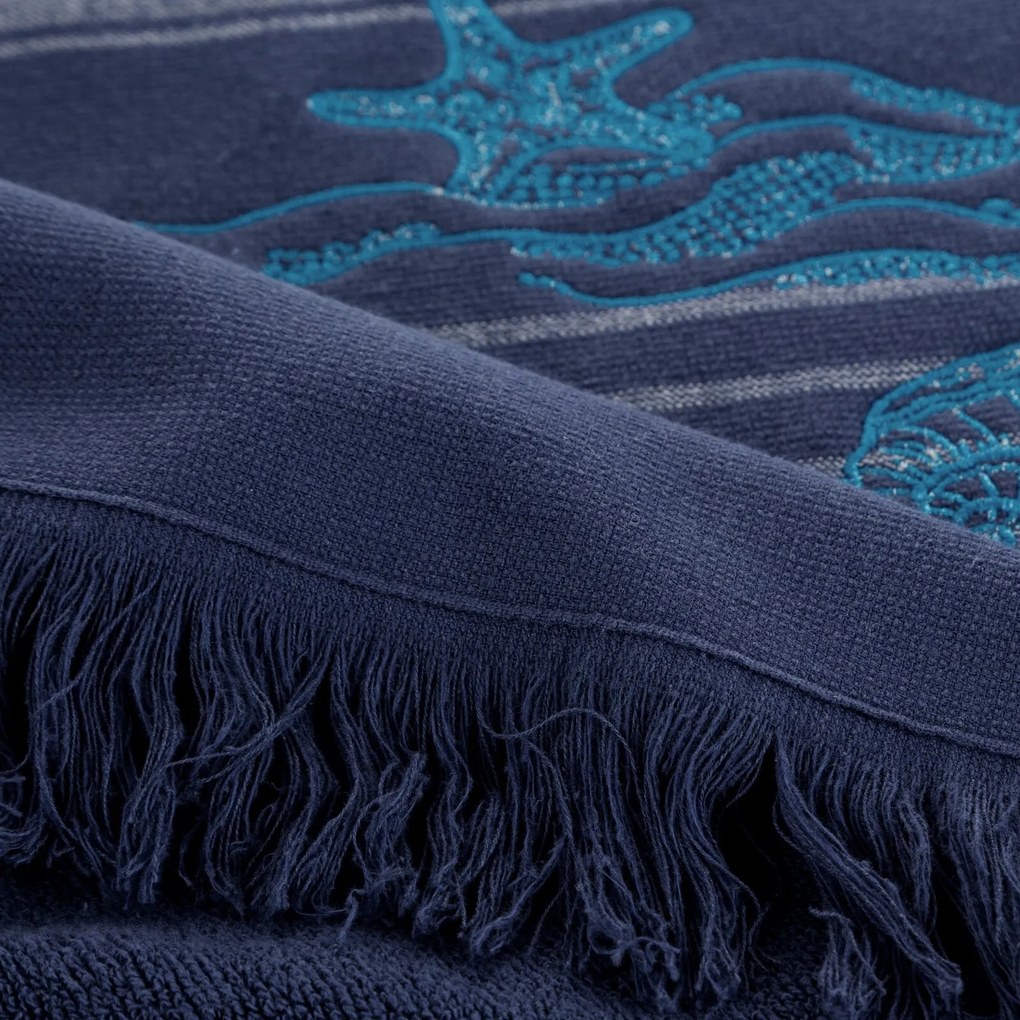 PLÁŽOVÁ OSUŠKA Z BAVLNY MARCO 90X170 CM TMAVOMODRÁ