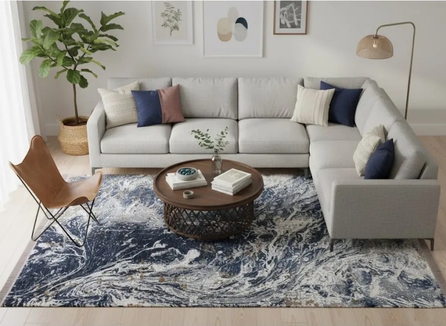 DC Koberec Exclusive 101 sivá námornícka modrá Rozmer: 200×290 cm