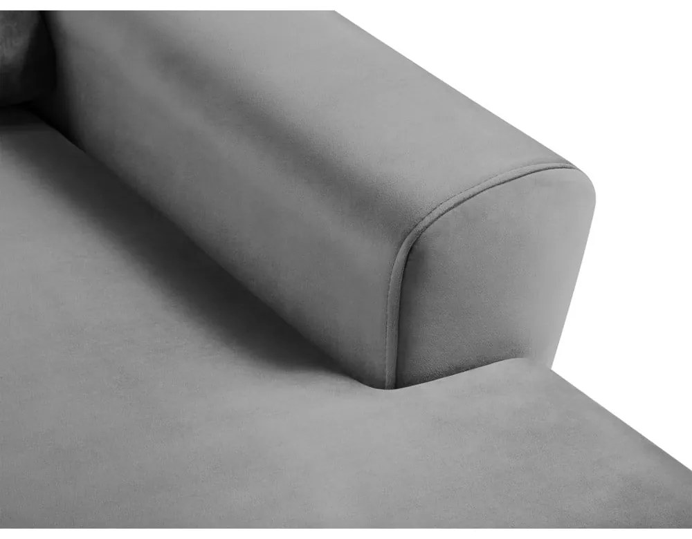 Svetlosivá zamatová rozkladacia/s úložným priestorom rohová pohovka (pravý roh/s leňoškou) Kyoto – Cosmopolitan Design