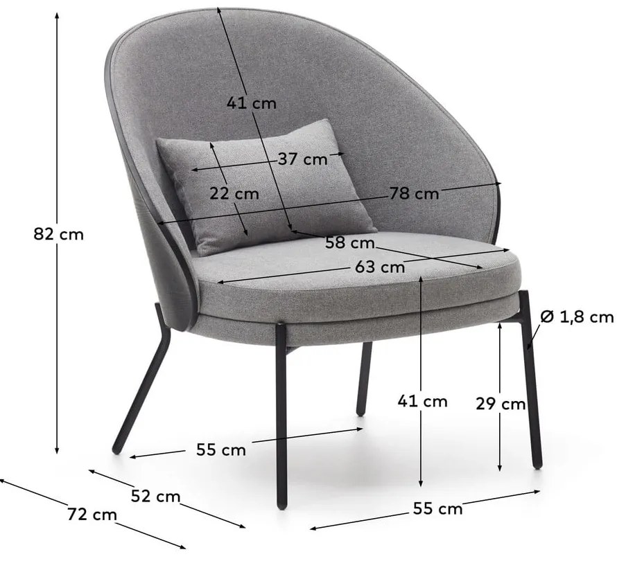 Čierno-sivé kreslo Eamy – Kave Home