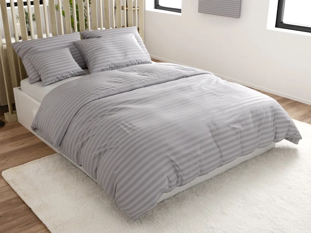 Hotelové obliečky z mikrovlákna JASMINE svetlo sivé - prúžok 2 cm, hotelové vrecko Rozmer obliečky: 70 x 90 cm | 140 x 220 cm