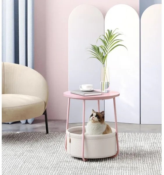 Odkladací stolík NOIRA ružová/biela