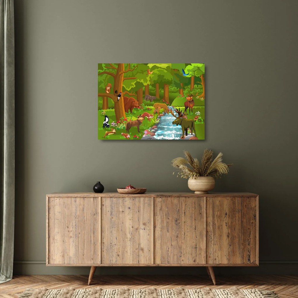 Detský sklenený obraz so zvieratkami (70x50 cm)