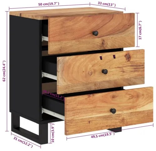 vidaXL Nočná skrinka 50x33x62 cm masívna akácia a spracované drevo-