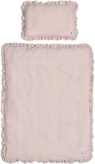 Ružové detské ľanové obliečky BELLAMY Dusty Pink, 100 × 135 cm