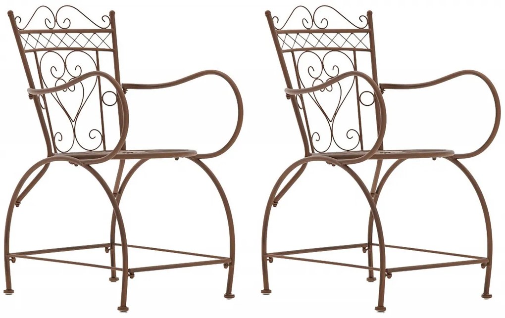 Kovová stolička Sheela s područkami (SET 2 ks) - Hnedá antik