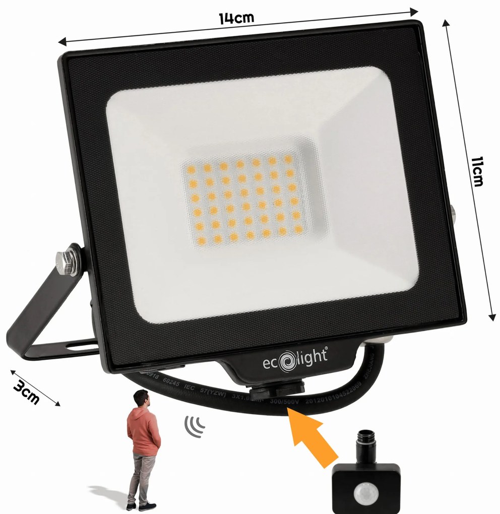 ECOLIGHT LED reflektor 30W 2v1 - studená biela