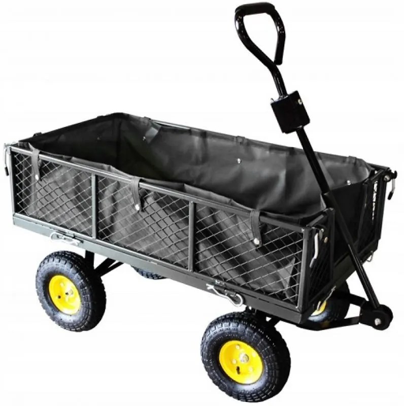 Praktický záhradný vozík 2v1 v čiernej farbe