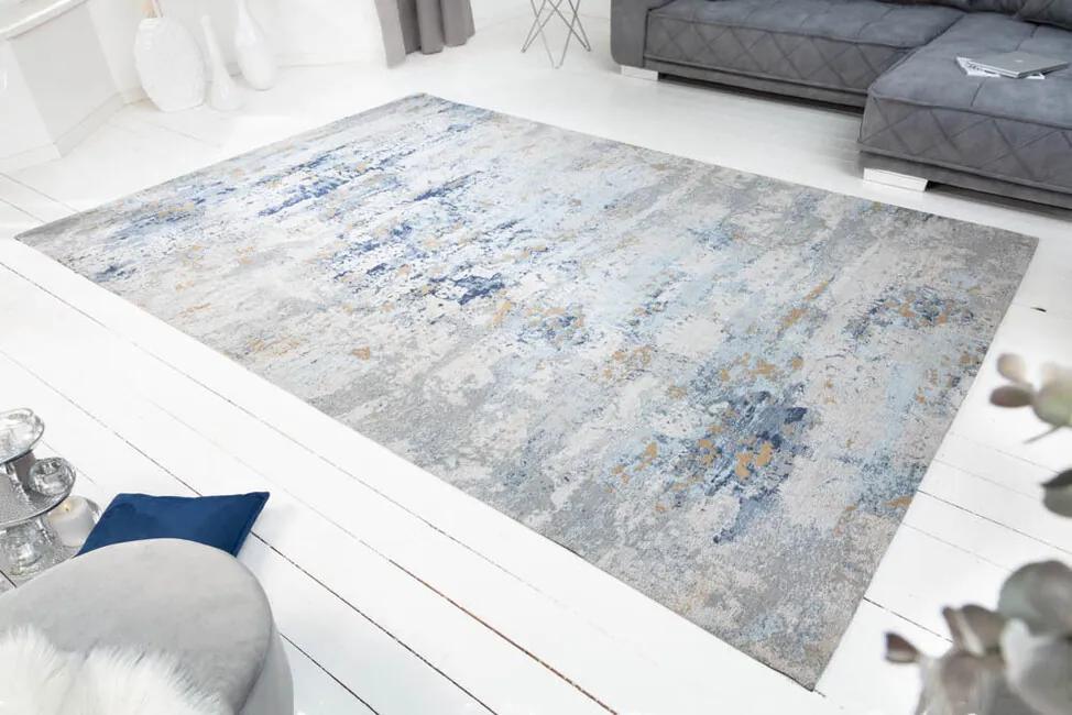 Dizajnový bavlnený koberec Abstrakt modrá šedá 240x160cm