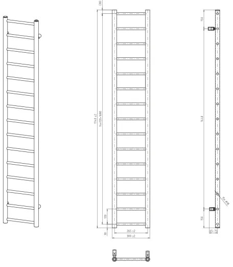 Sapho - Kúpeľňový radiátor DINA 335W 30x174 cm biely