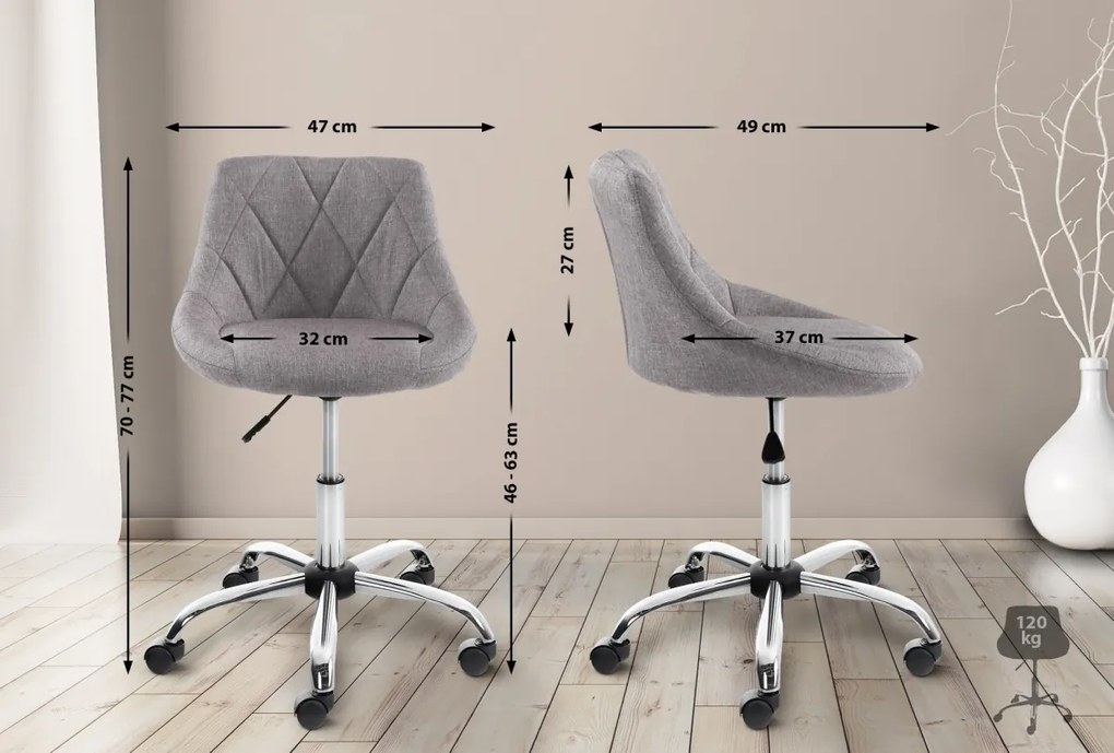 Design-Shop Pracovná stolička Lazio - látka - Sivá