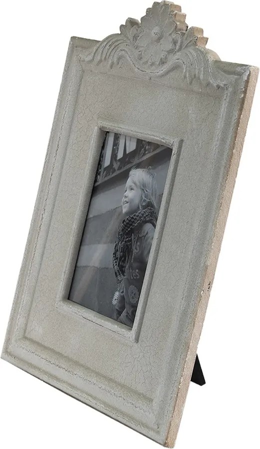 Krémový antik fotorámik s popraskanou štruktúrou - 27*2*36 cm / 13*17 cm