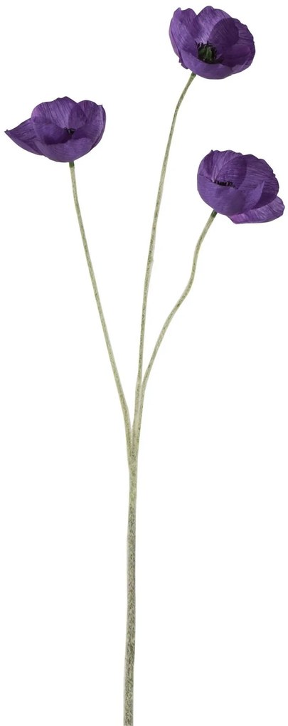 Fialová umelá dekoratívne kvetina Vlčí mak - 15 * 7 * 50 cm
