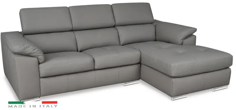 Kožená rohová sedacia súprava LOREN II, pravá, sivá (madras - 128 grey)