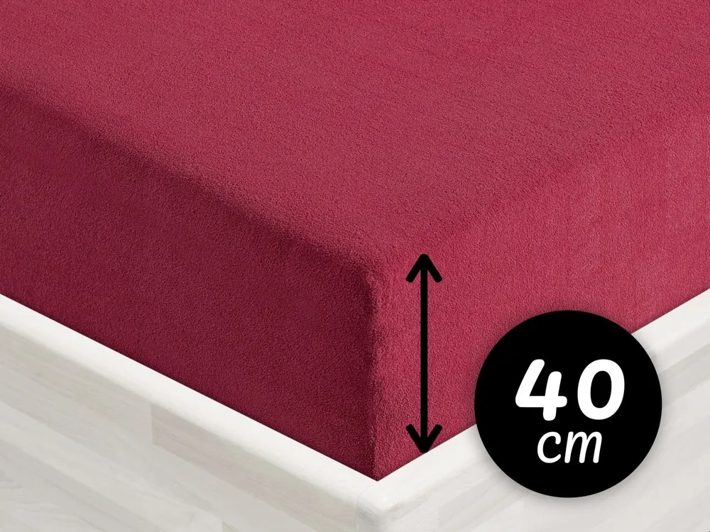 Froté napínacie prestieradlo na extra vysoký matrac FR-010 Vínové 90 x 200 - výška 40 cm