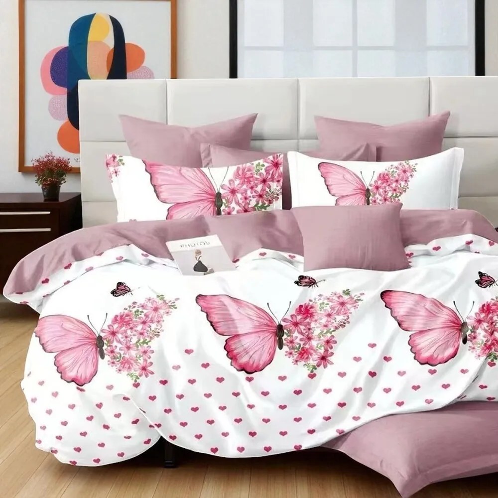 Obliečky GALENA PINK BUTTERFLIES 7-dielna sada 140x200 cm