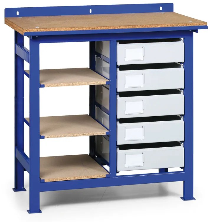 Pracovný stôl so zásuvkami, 5 zásuviek, 3 police