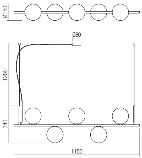 Redo 01-1635 - Luster na lanku TALIS 5xE14/28W/230V