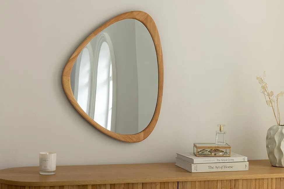 Malé organické zrkadlo LAGO – Prírodný Dub (51x65 cm)