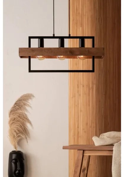 Luster na lanku ROBIN 3xE27/60W/230V drevo