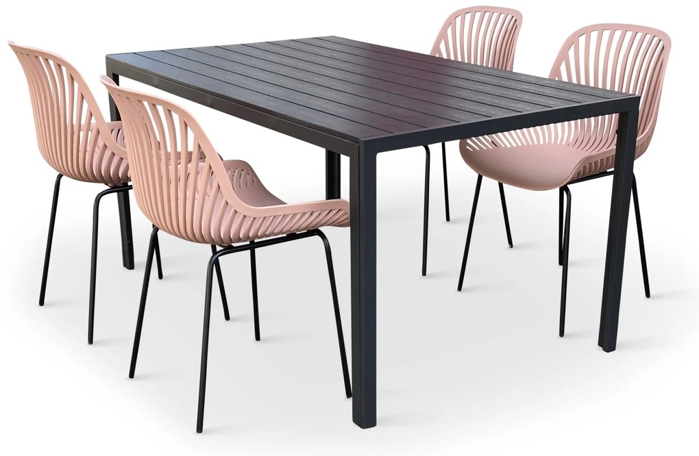 Noela Záhradný jedálenský set Viking L + 4x stolička GABY ružová