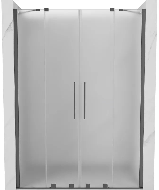 Mexen Velar Duo, posuvné sprchové dvere do otvoru 160 cm, 8mm sklo námraza, brúsený grafit, 871-160-000-32-95