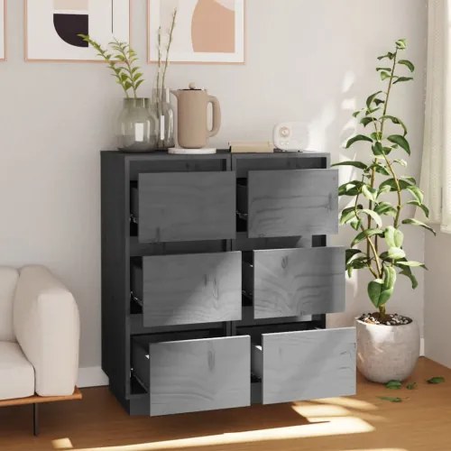 vidaXL Komody 2 ks sivé 32x34x75 cm borovicový masív-