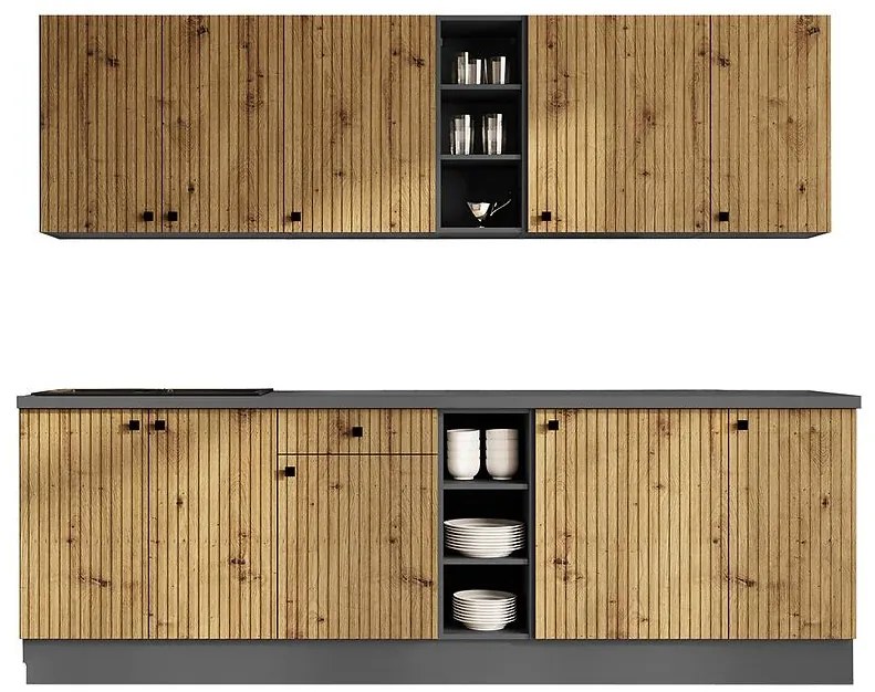 Kuchynská linka Ava dub artisan/antracit 260 bez kuchynskej dosky