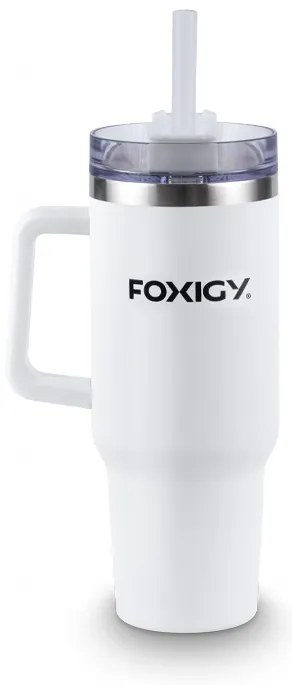 Foxigy Termohrnček do auta so slamkou 1200 ml White