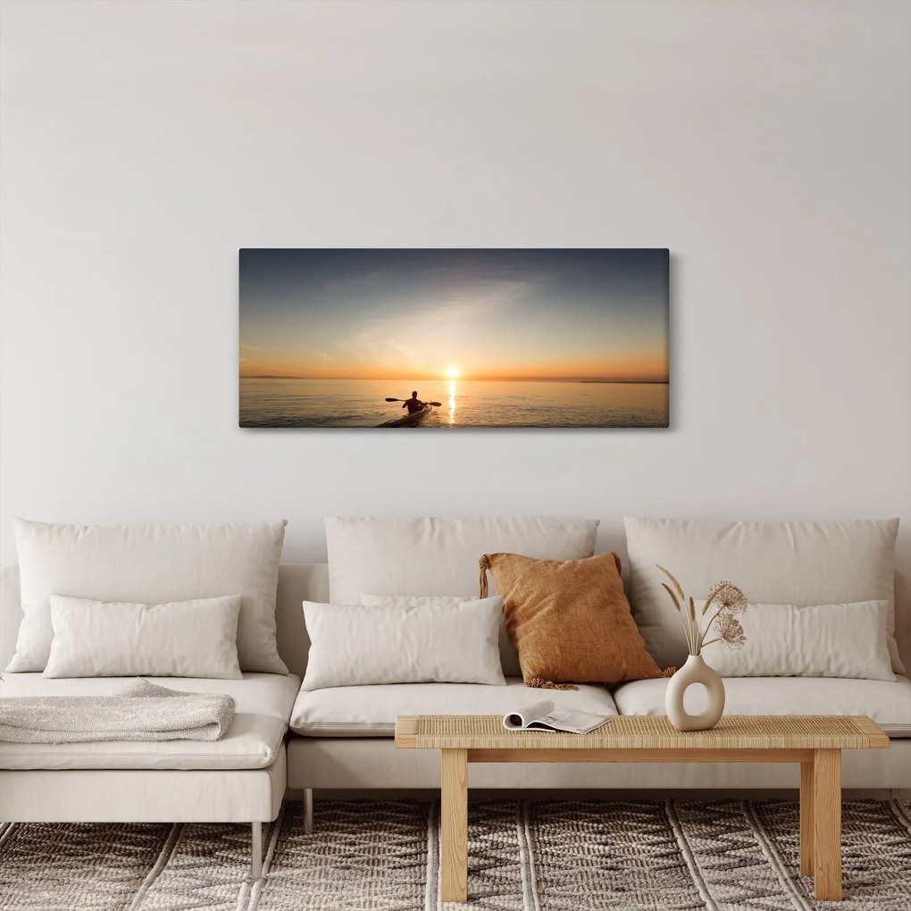 Obraz kanoistov pri západe (120x50 cm)