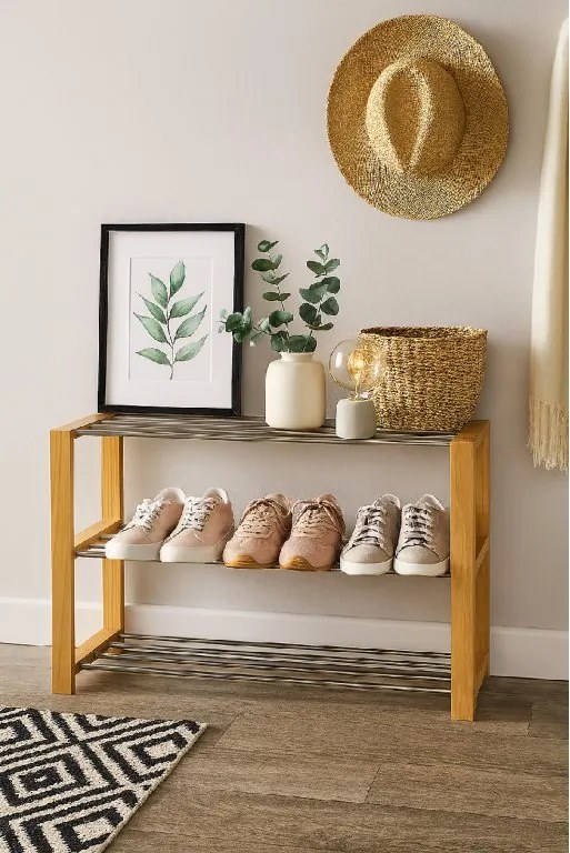 Noela Oceľový botník v dekore dreva NEX 3 poschodia