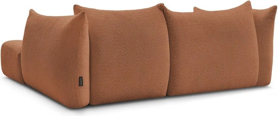 Oranžová rohová pohovka z textílie buklé (pravý roh/s leňoškou) Azra – Bobochic Paris