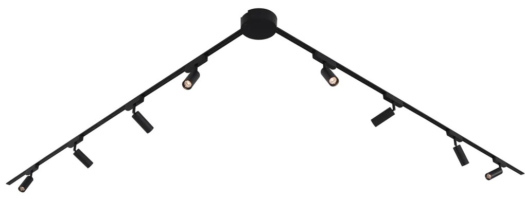 Moderný koľajnicový systém osvetlenia s 8 čiernymi bodovými svetlami 1-fázový - Magnetic Samson