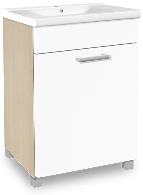 Kúpeľňová skrinka s umývadlom K27 farba korpusu: Bielý, farba dvierok: Bielé lamino